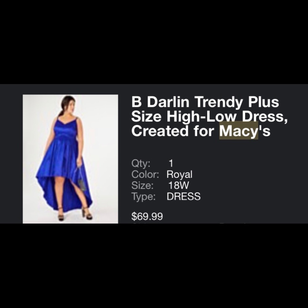 royal blue high-low prom dress.